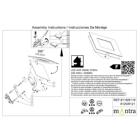 Aplique LED 24W 3000K serie DALIA Blanco - 22x22x6.3h
