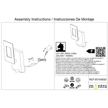 Sobremesa LED 18W serie DALIA Oro+Blanco Marmol - 24.8x24.8x9h