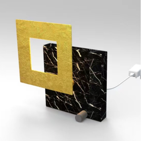 Sobremesa LED 18W serie DALIA Oro+Negro Marmol - 24.8x24.8x9h