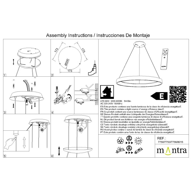 Lámpara LED  Dimable serie NISEKO Negro - 90x50-200h