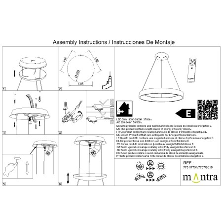 Lámpara LED  Dimable serie NISEKO Negro - 65x50-200h