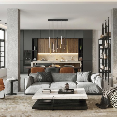 Lámpara LED  84W 3000K serie CALA Blanco+Negro+Oro+Corten - 90x30x250h