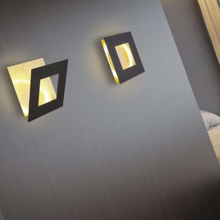 Aplique LED 18W 3000K serie DALIA Negro +Oro - 18x18x6.3h