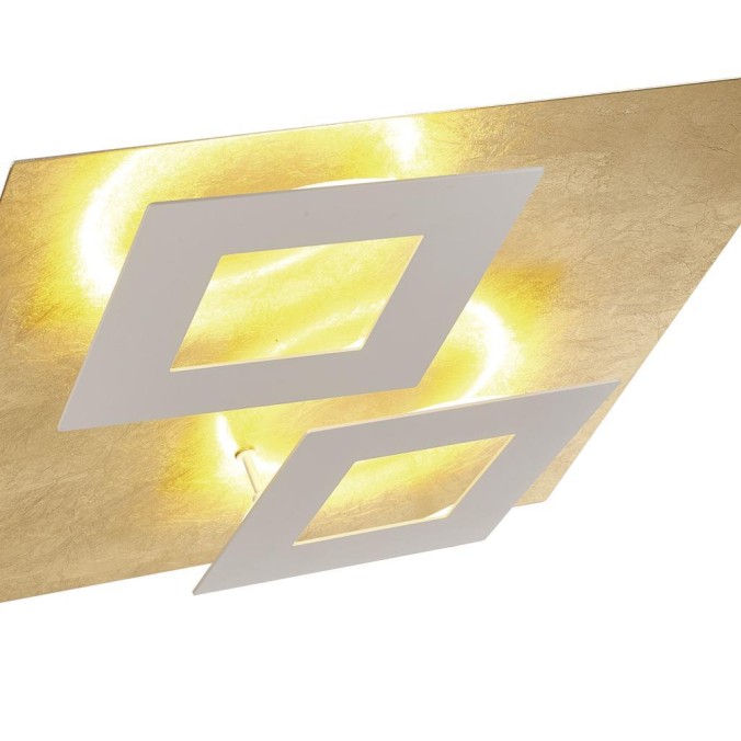 Plafón LED 48W 3000K serie DALIA Blanco+Oro - 50x50x7.5h Plafón LED 48W 3000K serie DALIA Blanco+Oro - 50x50x7.5h