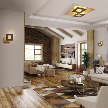 Plafón LED 48W 3000K serie DALIA Corten +Oro - 50x50x7.5h 2