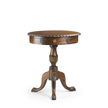Mesa vintage chippendale redonda 2 cajones - 60 x 60 x 70h