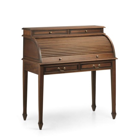 Escritorio grande vintage con persiana + bandeja extraíble - 103 x 57 x 115h