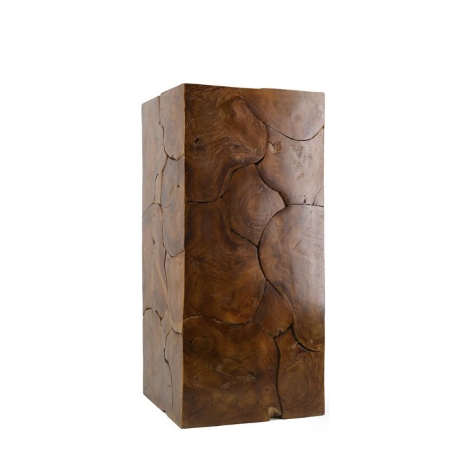 Pedestal trozos madera alto - 35 x 35 x 77h