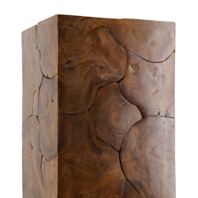 Pedestal trozos madera alto - 35 x 35 x 77h