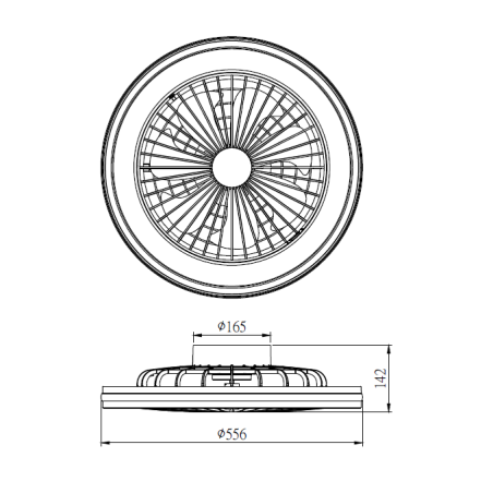Plafón LED 60W Ventilador 26W serie GAMER Blanco - 55.6x14.2h