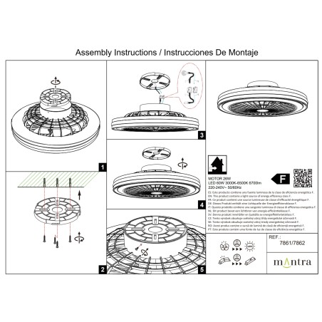 Plafón LED 60W Ventilador 26W serie GAMER Negro - 55.6x14.2h