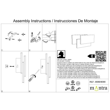 Aplique LED 12W 3000K serie TAHITI XL Negro - 26x6x12.5h