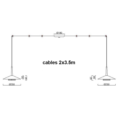 Lámpara LED 2*8W 3000K serie ORION Negro+Cuero - 200h