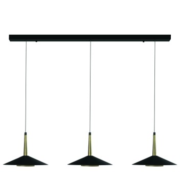 Lámpara 3 Luces serie ORION Negro+Cuero - 120x25x202.4h
