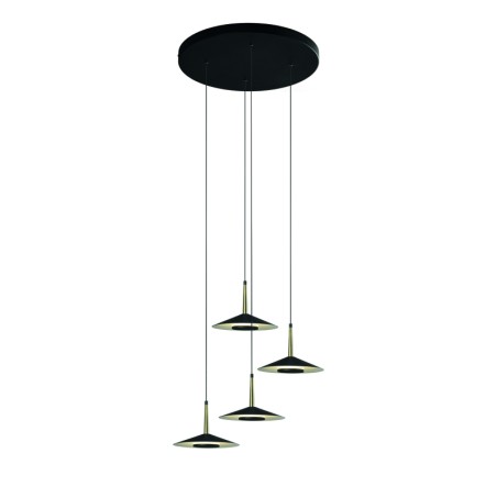 Lámpara 4 Luces serie ORION Negro+Cuero - 50x271.9h