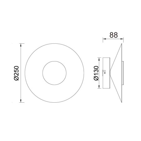Aplique LED 8W 3000K serie ORION Negro - 25x8.6h
