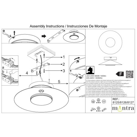 Aplique LED 20W 3000K serie ORION Negro+Oro - 40x12.2h