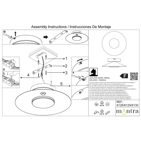 Aplique LED 24W 3000K serie ORION Negro+Madera - 50x14h