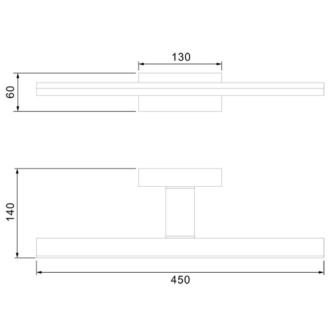 Aplique LED 12W 4000K IP44 serie MORNE Crome - 45x6x14h