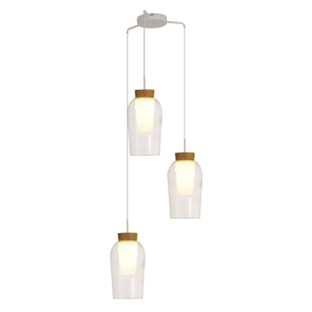 Colgante 3 Luces serie NORA BLANCO/MADERA Blanco/ Madera - 53.4x230h