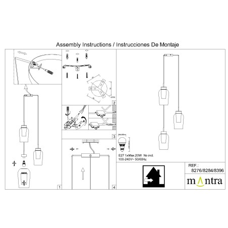 Colgante 3 Luces serie NORA BLANCO/MADERA Blanco/ Madera - 53.4x230h