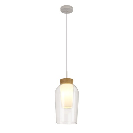 Colgante 1 Luz serie NORA BLANCO/MADERA Blanco/ Madera - 18x230h