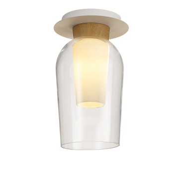 Semi-Plafón serie NORA BLANCO/MADERA Blanco/ Madera - 20x34h