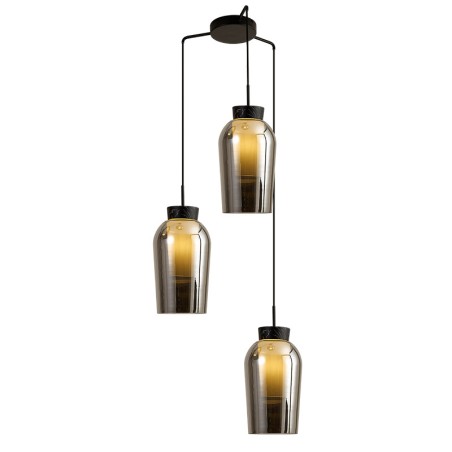 Colgante 3 Luces serie NORA NEGRO/MARMOL Negro/Marmol - 53.4x230h