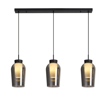 Colgante 3 Luces serie NORA NEGRO/MARMOL Negro/Marmol - 108x18x230h