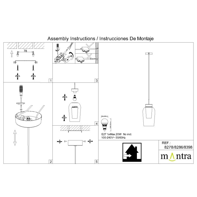 Colgante 1 Luz serie NORA NEGRO/MARMOL Negro/Marmol - 18x230h