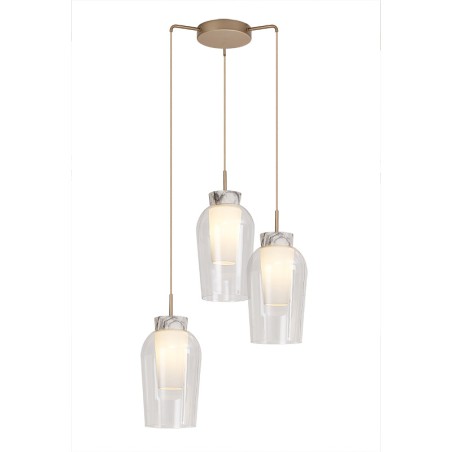 Colgante 3 Luces serie NORA ORO/BLANCO Oro/Blanco - 53.4x230h