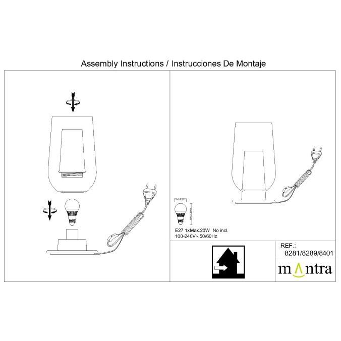 Sobremesa  serie NORA ORO/BLANCO Oro/Blanco - 18x33.2h