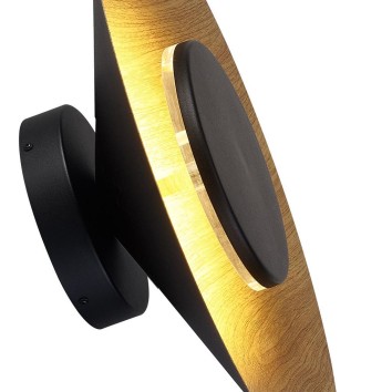 Aplique LED 8W 3000K serie ORION Negro+Madera - 25x8.6h 2