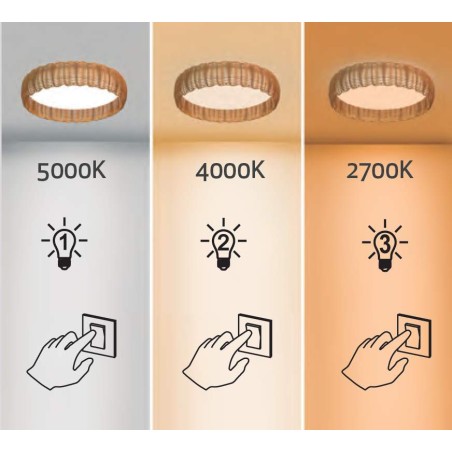 Plafón LED 50W 2700K/4000K/5000K serie KILIMANJARO CEILING Ratan - 54.5x11.5h