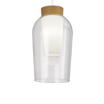 Colgante 3 Luces serie NORA BLANCO/MADERA Blanco/ Madera - 53.4x230h 2