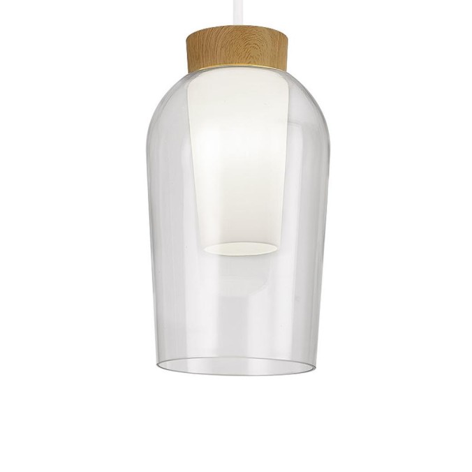 Colgante 3 Luces serie NORA BLANCO/MADERA Blanco/ Madera - 53.4x230h