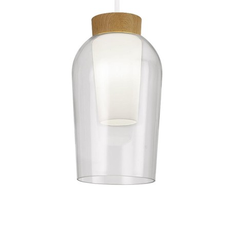 Colgante 3 Luces serie NORA BLANCO/MADERA Blanco/ Madera - 108x18x230h