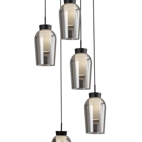 Colgante 5 Luces serie NORA NEGRO/MARMOL Negro/Marmol - 63.3x230h