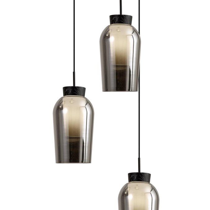 Colgante 3 Luces serie NORA NEGRO/MARMOL Negro/Marmol - 53.4x230h