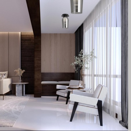 Semi-Plafón serie NORA NEGRO/MARMOL Negro/Marmol - 20x34h