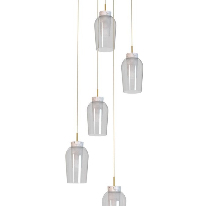 Colgante 5 Luces serie NORA ORO/BLANCO Oro/Blanco - 63.3x230h Colgante 5 Luces serie NORA ORO/BLANCO Oro/Blanco - 63.3x230h