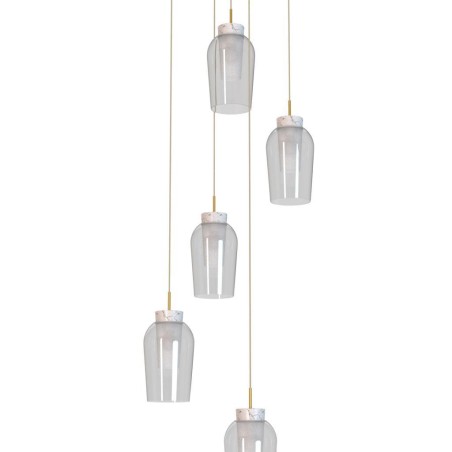 Colgante 5 Luces serie NORA ORO/BLANCO Oro/Blanco - 63.3x230h