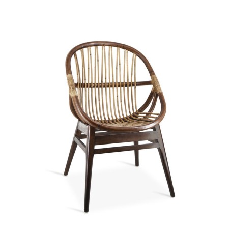 Sillón rattan ovalado - 60 x 56 x 95h