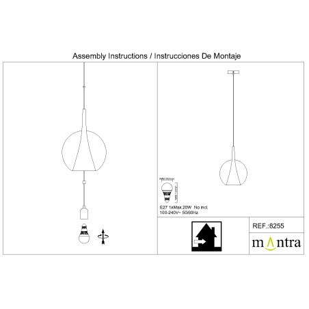 Colgante 1 Luz serie ELSA Oro - 25x35-200h