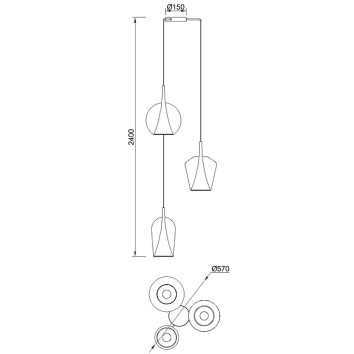 Colgante 3 Luces serie ELSA Oro - 57x35-250h 2