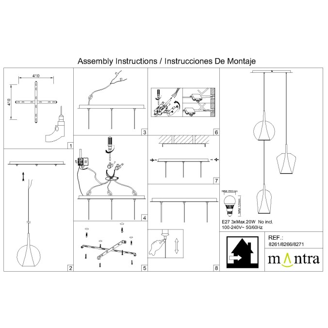 Floron de techo 3L serie ELSA Oro - 52x3h