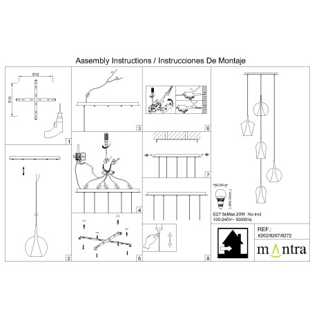 Floron de techo 5L serie ELSA Oro - 62x3h