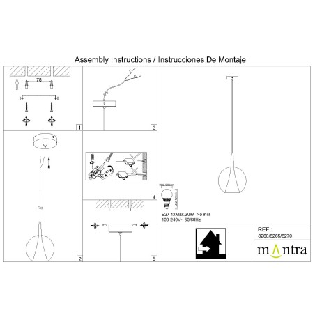 Floron de techo 1L serie ELSA Cromo - 10x2.5h