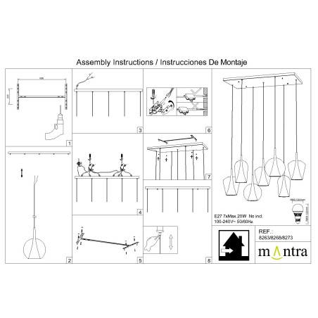 Floron de techo 7L serie ELSA Cromo - 96x46x3h