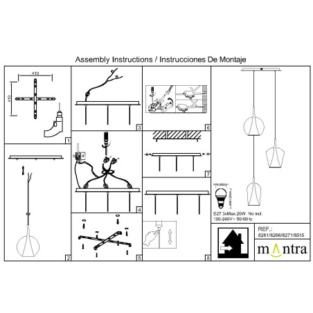 Floron de techo 3L serie ELSA Negro - 52x3h